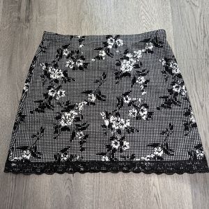 Handcrafted Floral Black Mini Skirt Lace Size Small - Medium Goth Coquette